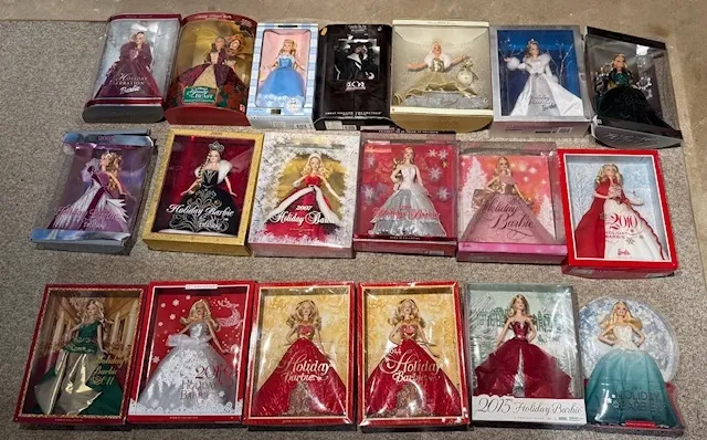 Large Lot 18 Collector Barbie Dolls 2000-2016 Holiday Series NRFB + Disney